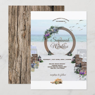 Convite Casamento de Flores de Praia de Wooden Arbor