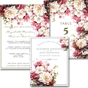 Convite Casamento de Flores de Primavera Elegantes Brancas