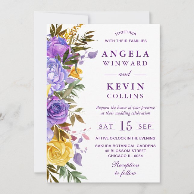Convite Casamento de Flores de Primavera em Aquarela Boho (Frente)