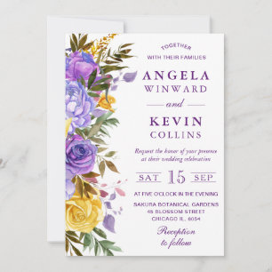 Convite Casamento de Flores de Primavera em Aquarela Boho