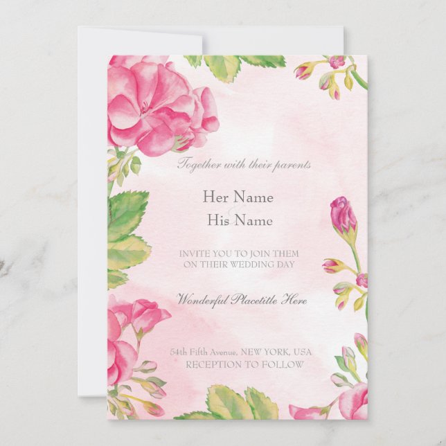 Convite Casamento de Flores de Verão (Frente)