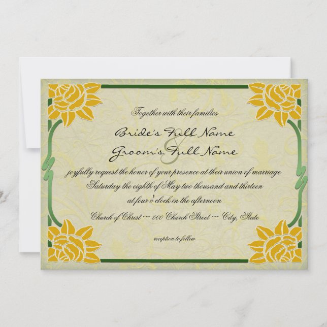 Convite Casamento de Flores de Verão Amarelas (Frente)