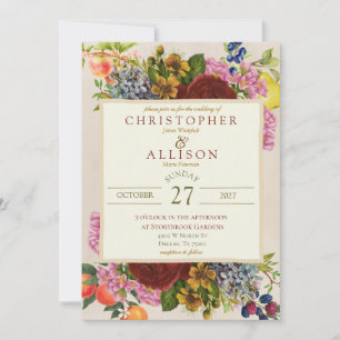 Convite Casamento de Flores e Frutas no Jardim Botânico