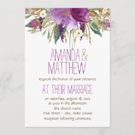 Convite Casamento de Flores em Aquarela