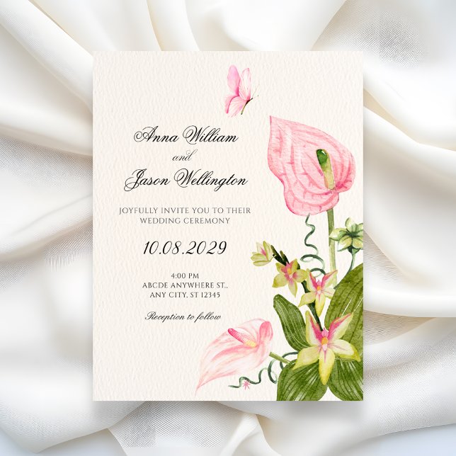 Convite Casamento de flores estéticas em flor (Criador carregado)