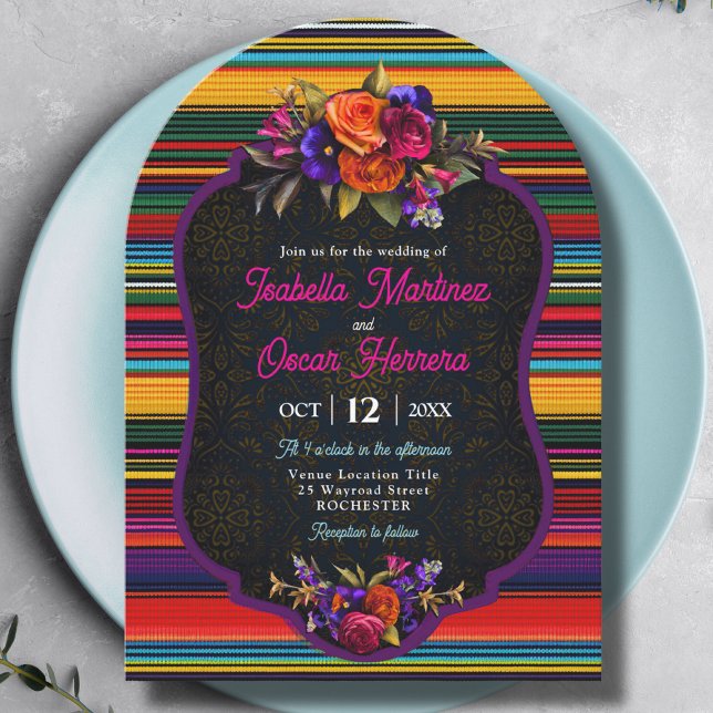 Convite Casamento de flores mexicanas elegantes (Criador carregado)