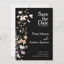 Convite Casamento de Flores Negras Salva a Data