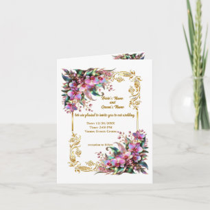 Convite Casamento de Flores Orquídeas Elegantes e Vibrante
