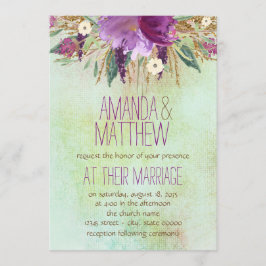 Convite Casamento de Flores Pintadas à Aquarela