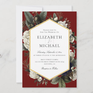 Convite Casamento de Flores Pintadas com Buquê de inverno