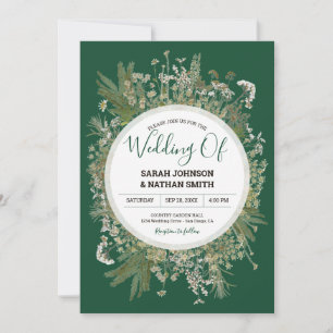 Convite Casamento de Flores Pressionadas Emerald Forrest G