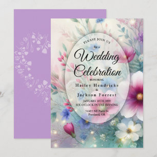 Convite Casamento de Flores Radiantes e Brilhantes de Prim