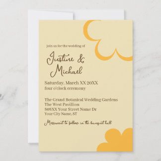 Convite Casamento de Flores Retro Amarelas e Laranjas