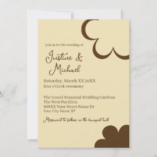 Convite Casamento de Flores Retro Amarelas e Marrons