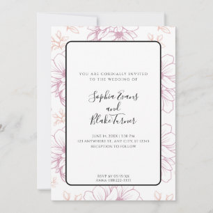 Convite Casamento de Flores Românticas Simples