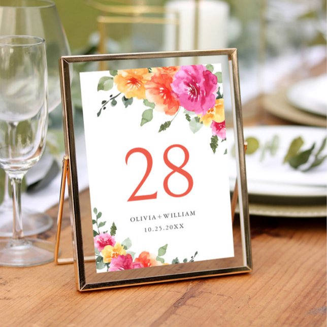 Convite Casamento de Flores Rosa Brilhantes De Aquarela El (Criador carregado)