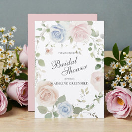 Convite Casamento de Flores Rosa em Aquarela Chá de Noiva