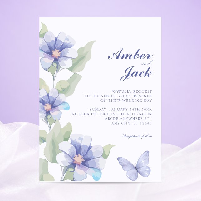 Convite Casamento de flores roxas (Criador carregado)