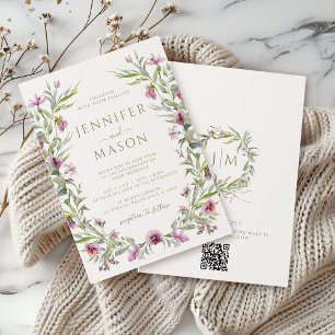 Convite Casamento de flores roxas de verão Elegante