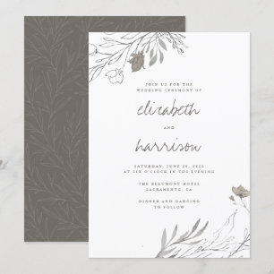Convite Casamento De Flores Russas Por Aquarelas Desenhada