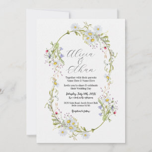 Convite Casamento de flores selvagens Daisy Na moda