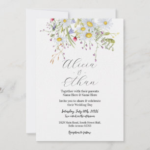 Convite Casamento de flores selvagens Daisy Na moda