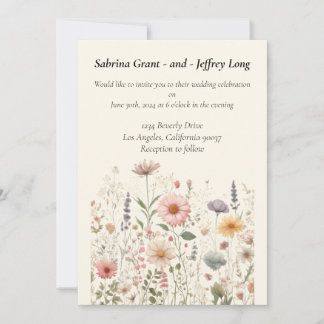 Convite Casamento de Flores Selvagens de Aquarela Encantad