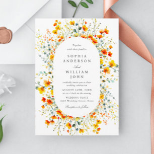 Convite Casamento de Flores Selvagens de Aquarelas Elegant