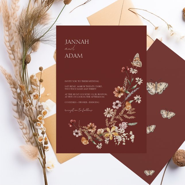 Convite Casamento de Flores Selvagens do outono de Terraco (Criador carregado)