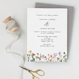 Convite Casamento de Flores Selvagens Elegante Boho