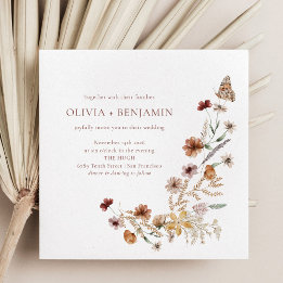 Convite Casamento de Flores Selvagens Modernas Elegantes B