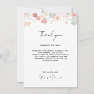 Convite Casamento de Flores Selvagens Obrigado Menu Cartol