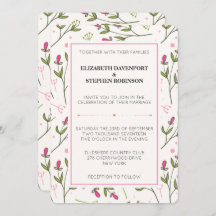 Casamento de Flores Selvagens Rosa e Verde de Long