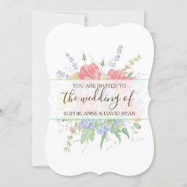 Convite Casamento de Flores Selvagens Rústicas Por Aquarel