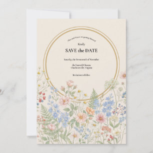 Convite Casamento de Flores Selvagens Salve a Data