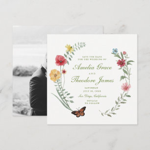 Convite Casamento de Flores Selvagens Save the Date