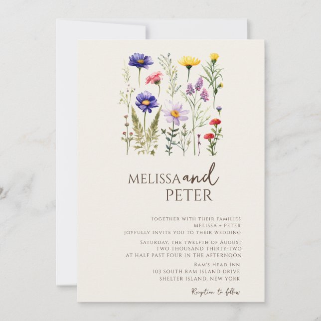 Convite Casamento de Flores Silvestres  (Frente)