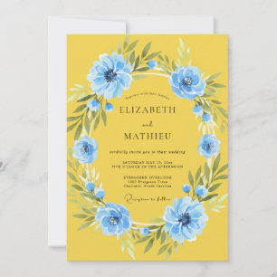 Convite Casamento de Flores Silvestres Amarelas de Milho A