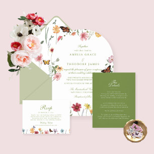 Convite Casamento de Flores Silvestres Arqueadas