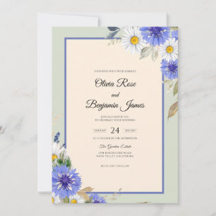 Convite Casamento de Flores Silvestres Azul-Violeta Rústic