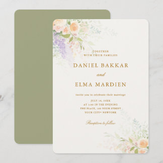 Convite Casamento de Flores Silvestres Boho Elegante Moder