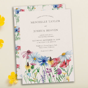 Convite Casamento de Flores Silvestres Boho Floral Country