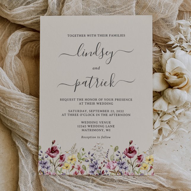 Convite Casamento de Flores Silvestres Boho Rústico (Criador carregado)