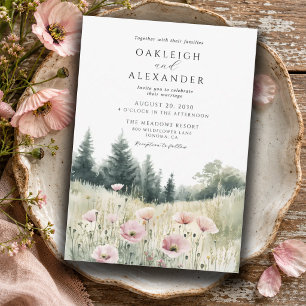 Convite Casamento de Flores Silvestres Campo Aquarela