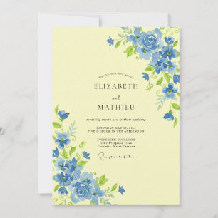 Convite Casamento de Flores Silvestres Centáurea e Manteig