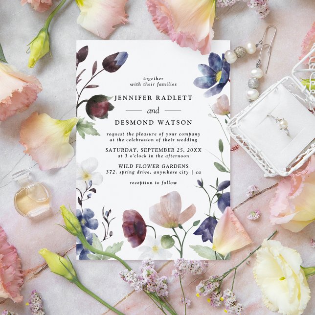 Convite Casamento de Flores Silvestres Chic Boho (Criador carregado)