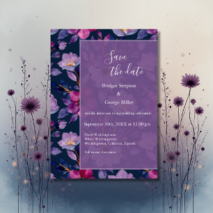 Convite casamento de flores silvestres coloridas lilás