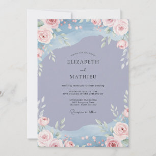 Convite Casamento de Flores Silvestres com Beijo de Vinca