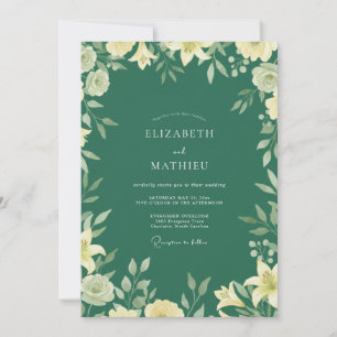 Convite Casamento de Flores Silvestres com Musgo Profundo