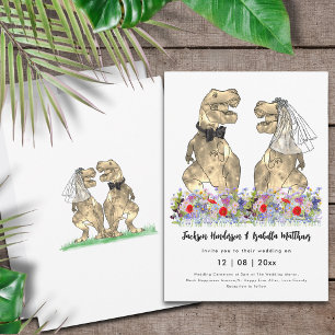 Convite Casamento de Flores Silvestres com Tema de Dinossa